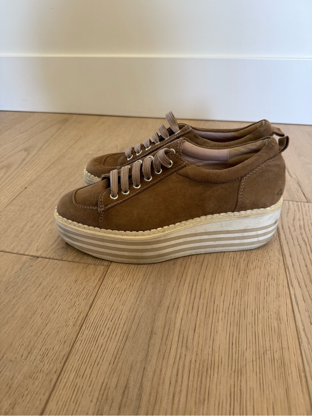 Uterque Platform Suede Lace-Up Sneaker — Brown